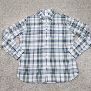 Brooks Brothers Regent Fit Shirt‎ Mens Large Green/Blue Plaid 100% Cotton L/S